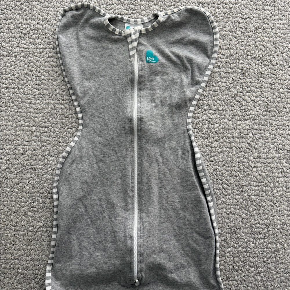 Love to Dream Gray Swaddle with Striped Edges